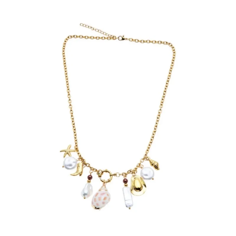 Ottaviani - Collana Dorata con Perle e Conchiglie