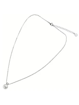 Ottaviani - Rhodium-Plated Necklace with Cubic Zirconia and Pearl