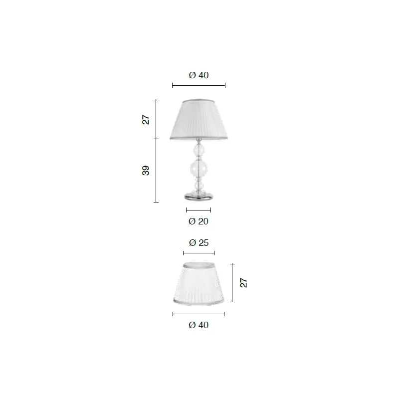 Ondaluce - Lampada da Tavolo Grande Bach - Trasparenete /Cromo