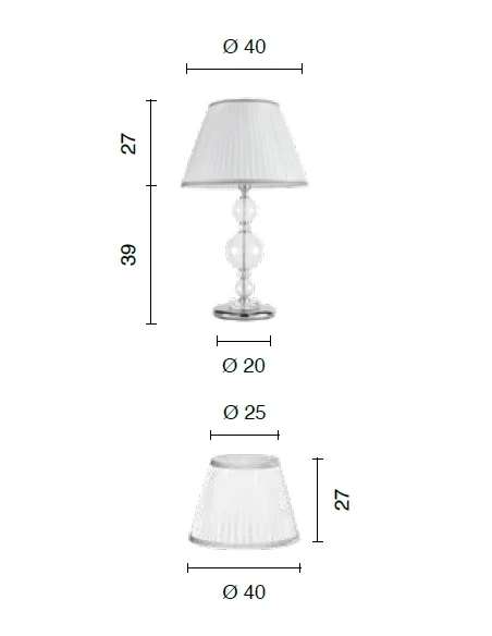 Ondaluce - Lampada da Tavolo Grande Bach - Trasparenete /Cromo