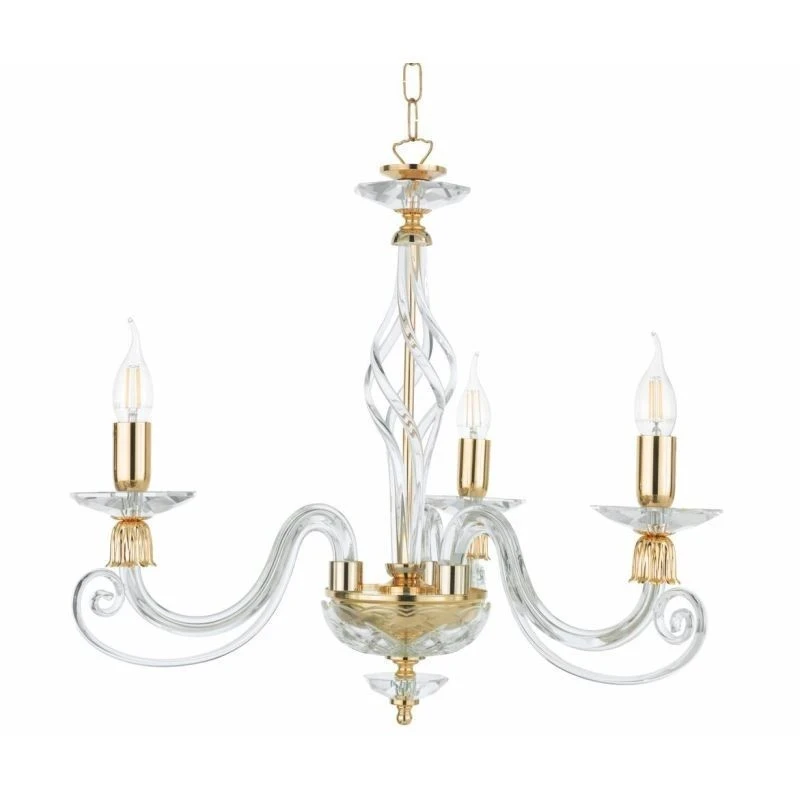 Ondaluce - 1306 3-Light Pendant Lamp - Transparent / Gold