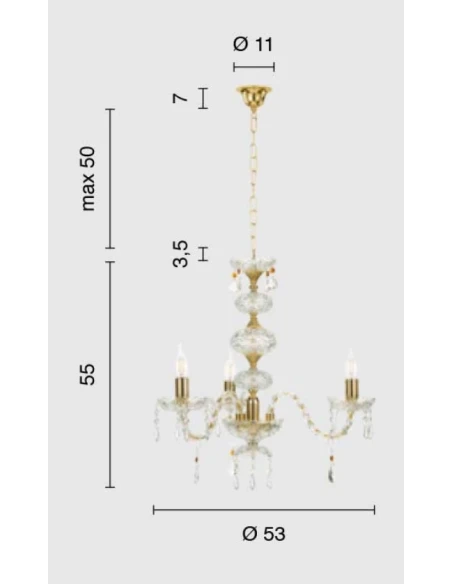 Ondaluce - Dallas 3-Light Pendant Lamp - Transparent / Gold