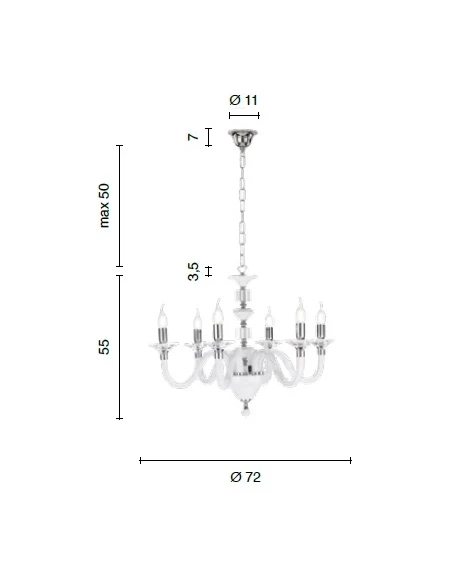 Ondaluce - Lampada a Sospensione Gala 6 Luci -  Trasparente / Cromo