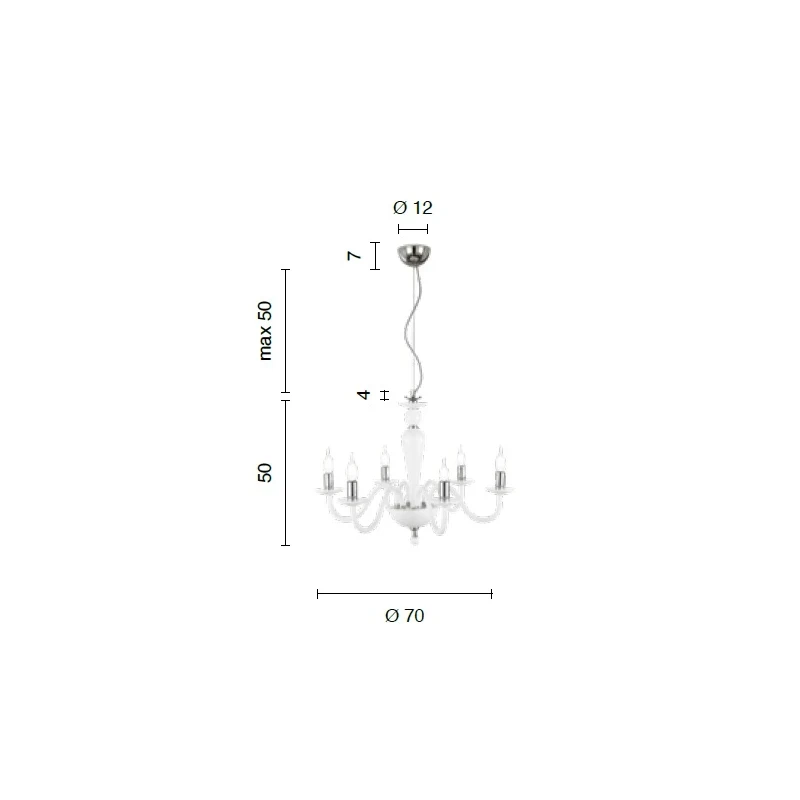 Ondaluce - Lampada a Sospensione Paganini 6 Luci - Borgogna / Oro