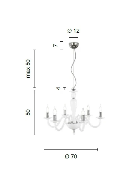 Ondaluce - Paganini 6-Light Pendant Lamp - Burgundy/Gold