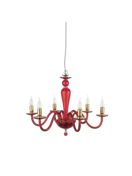 Ondaluce - Paganini 6-Light Pendant Lamp - Burgundy/Gold
