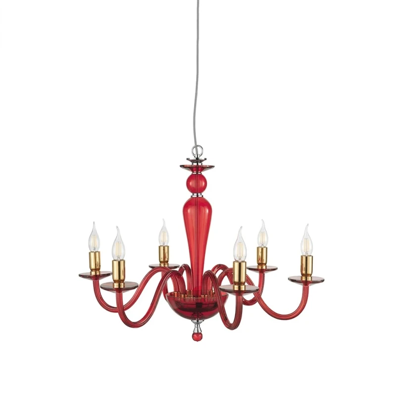 Ondaluce - Paganini 6-Light Pendant Lamp - Burgundy/Gold