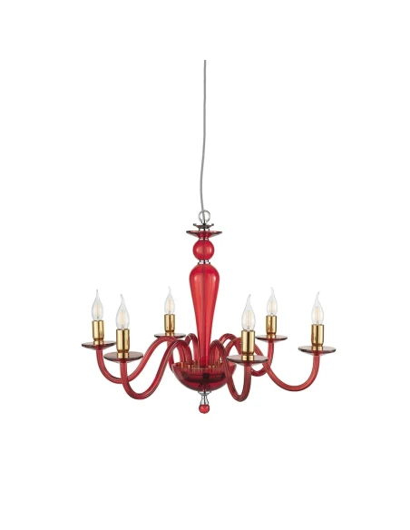 Ondaluce - Lampada a Sospensione Paganini 6 Luci - Borgogna / Oro