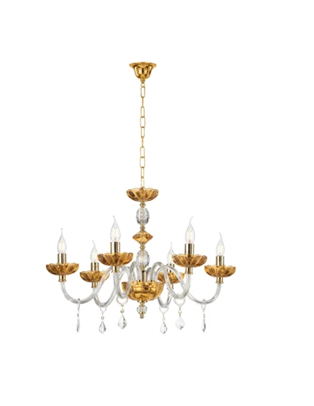 Ondaluce - Lampadario Patricia 6 Luci - Ambra