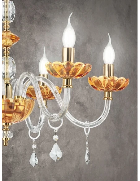 Ondaluce - Patricia 6-Light Chandelier - Amber