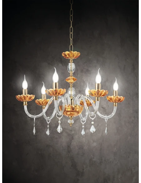 Ondaluce - Patricia 6-Light Chandelier - Amber