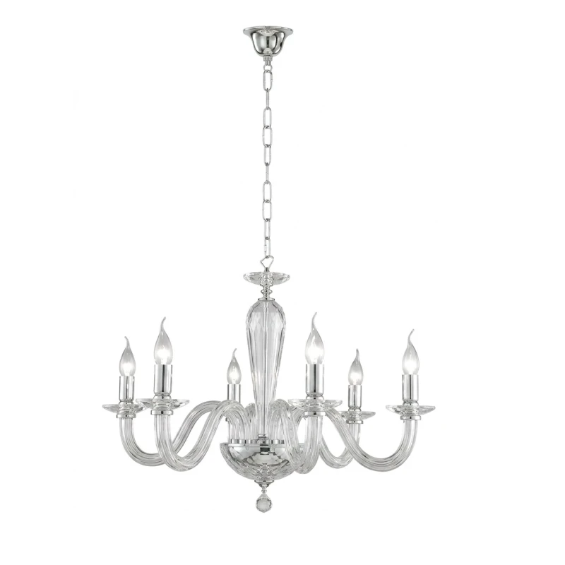 Ondaluce - Lampadario Ravel 6 Luci - Trasparente /Cromo