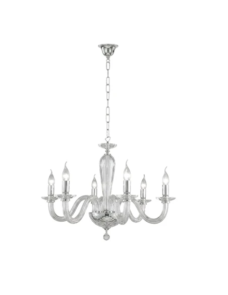 Ondaluce - Ravel 6-Light Chandelier - Transparent/Chrome