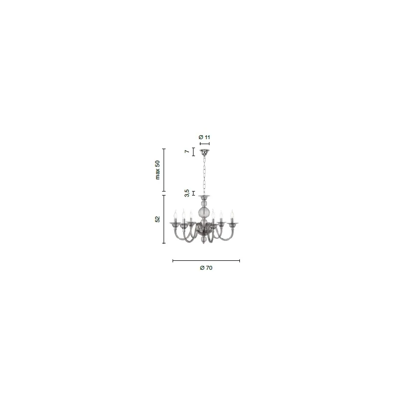 Ondaluce - Tebe 6-Light Chandelier - Transparent / Chrome