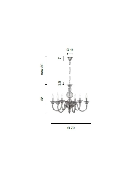 Ondaluce - Tebe 6-Light Chandelier - Transparent / Chrome