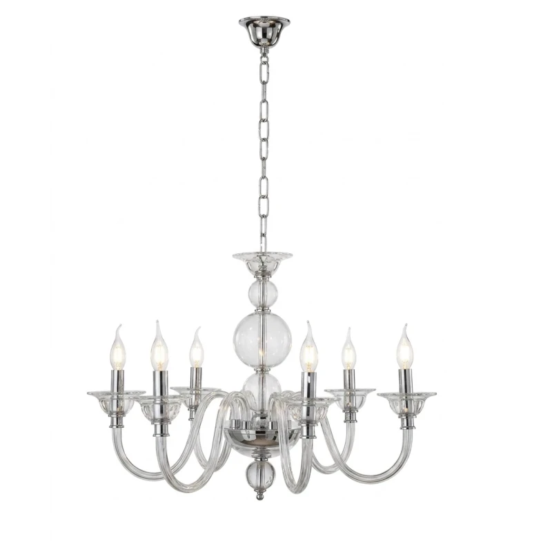 Ondaluce - Lampadario Tebe 6 Luci - Trasparente / Cromo