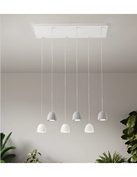 Ondaluce - White Concrete Effect Suspension Lamp