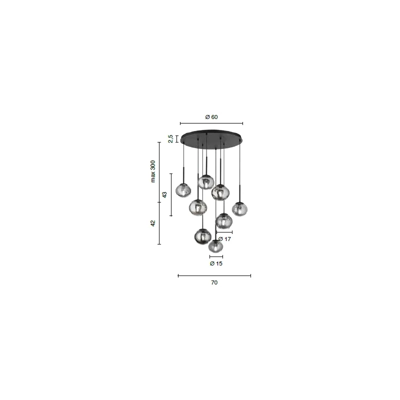 Ondaluce - Lampada a Sospensione Jewel 8 Luci - Oro