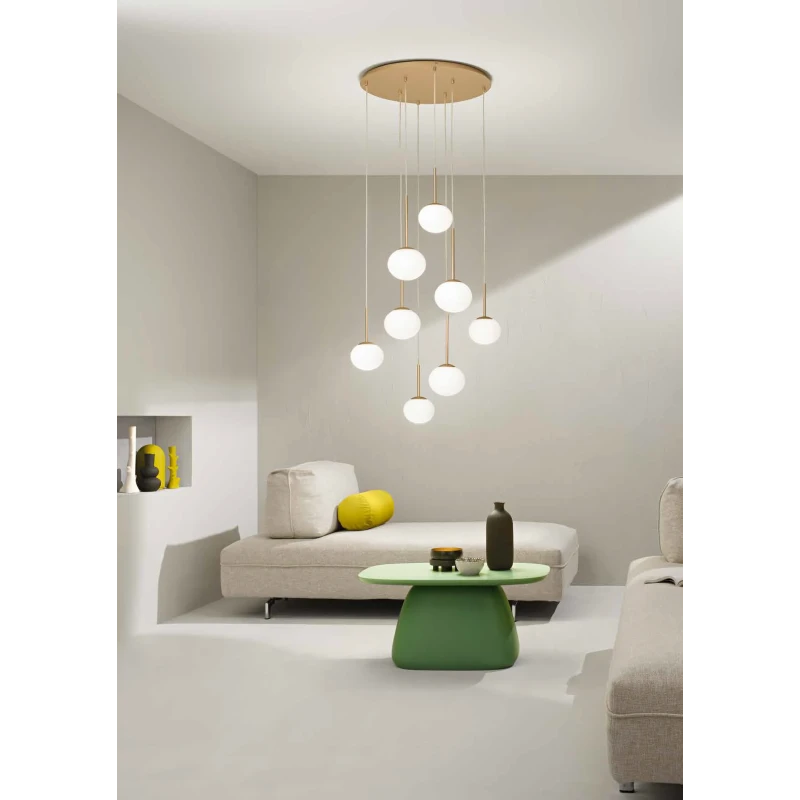 Ondaluce - Lampada a Sospensione Jewel 8 Luci - Oro