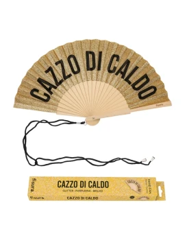 Fisura - "Ca**o di Caldo" Hand Fan - Gold Glitter