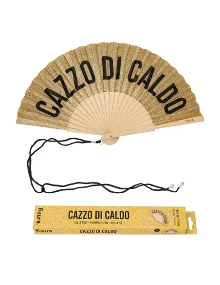 Fisura - "Ca**o di Caldo" Hand Fan - Gold Glitter