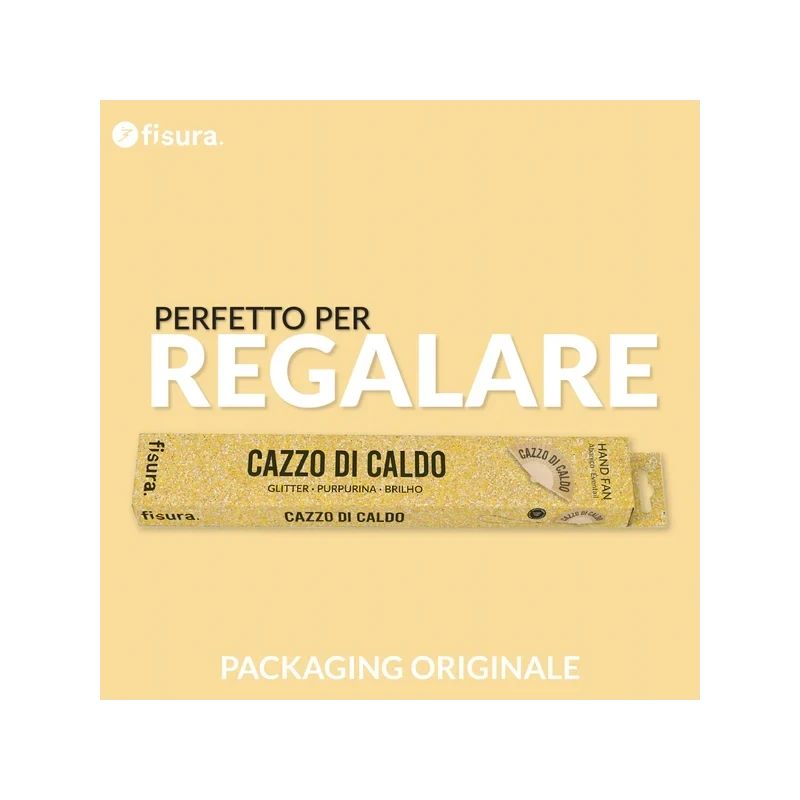 Fisura - "Ca**o di Caldo" Hand Fan - Gold Glitter