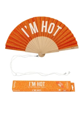 Fisura - "I'm Hot" Hand Fan - Orange Glitter