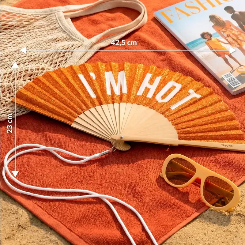 Fisura - Ventaglio "I'm Hot"- Glitter Arancione