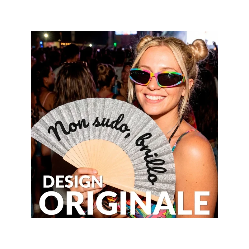 Fisura - Ventaglio "Non Sudo, Brillo" - Glitter Argento