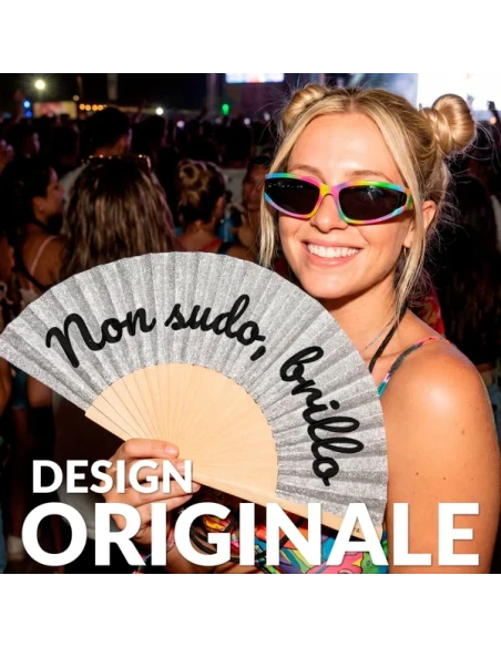 Fisura - Ventaglio "Non Sudo, Brillo" - Glitter Argento