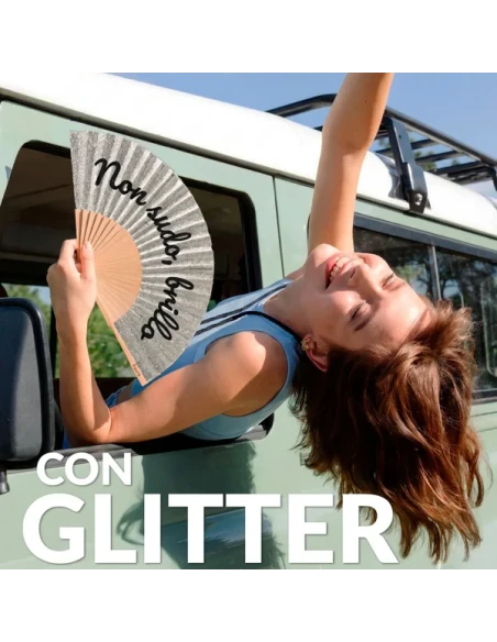 Fisura - Ventaglio "Non Sudo, Brillo" - Glitter Argento