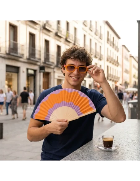 Fisura - Wave Hand Fan - Orange and Purple