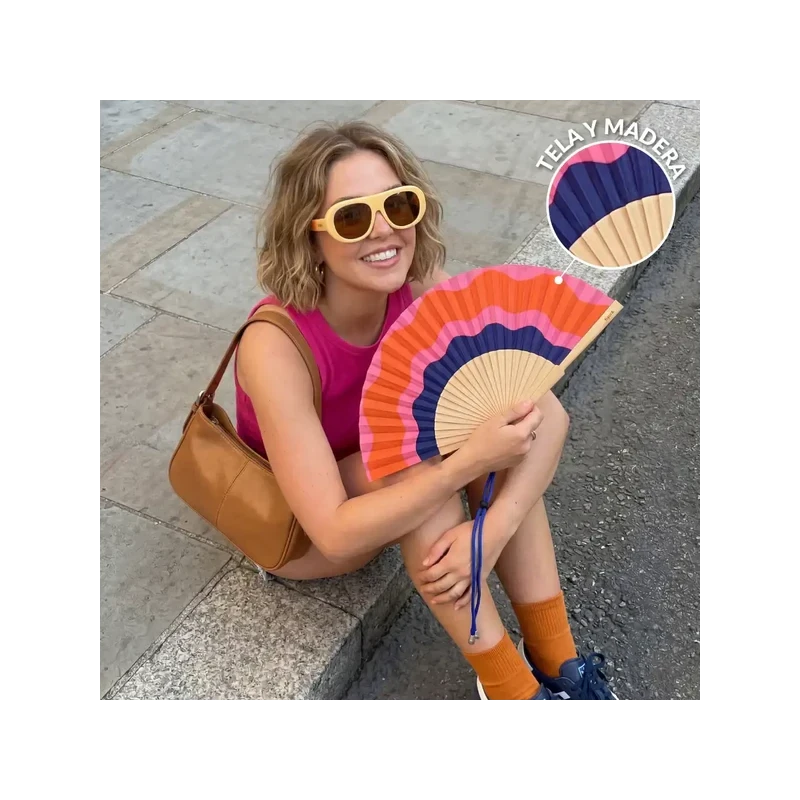 Fisura - Wave Hand Fan - Pink and Blue