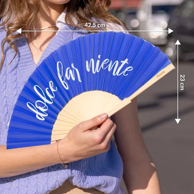 Fisura - "Dolce Far Niente" Hand Fan - Blue