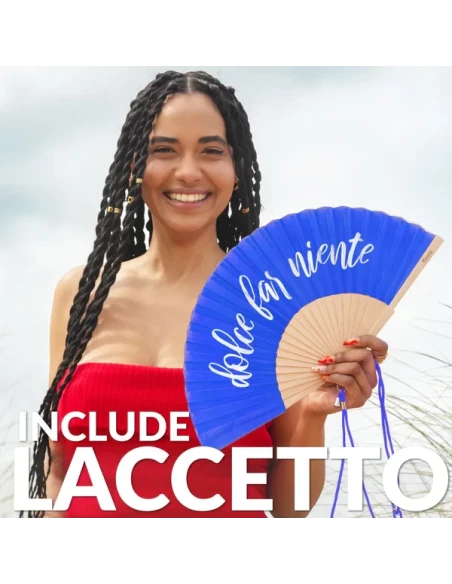 Fisura - "Dolce Far Niente" Hand Fan - Blue