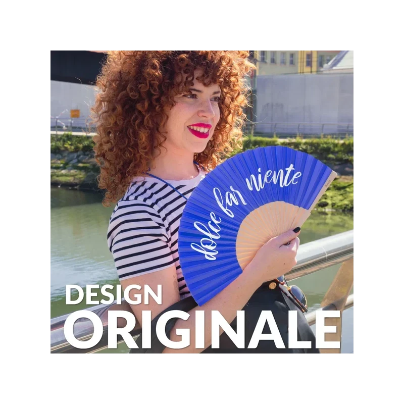 Fisura - "Dolce Far Niente" Hand Fan - Blue