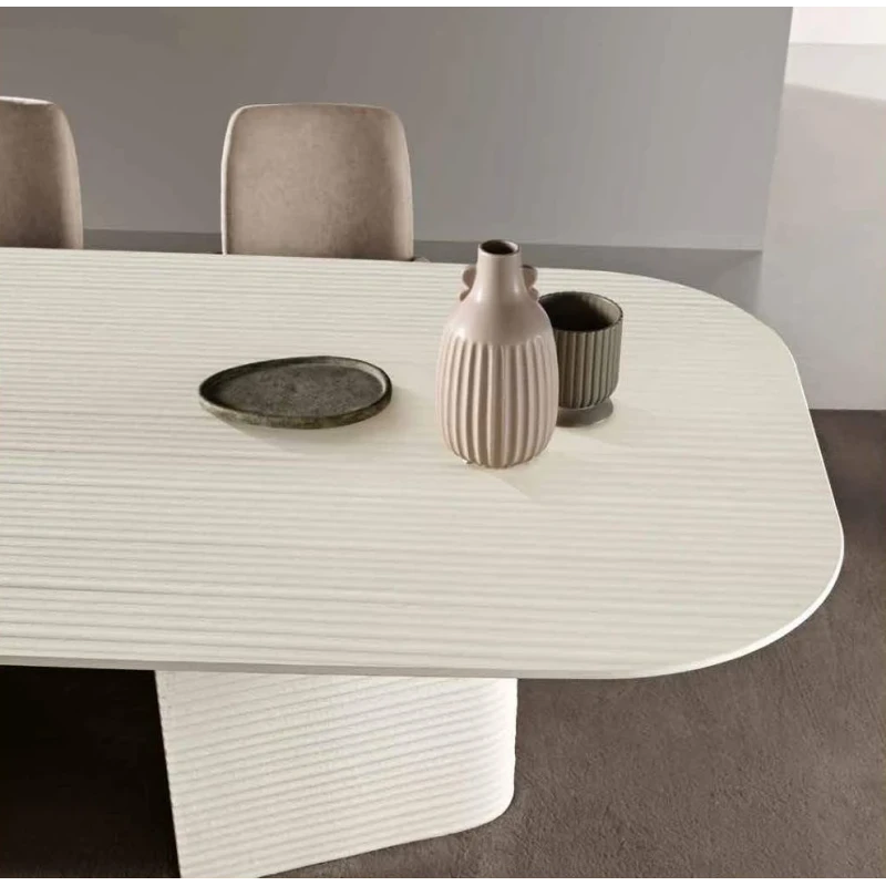 Capodarte - Lovely Table - Dove Gray Striped Glass with a Concrete Effect