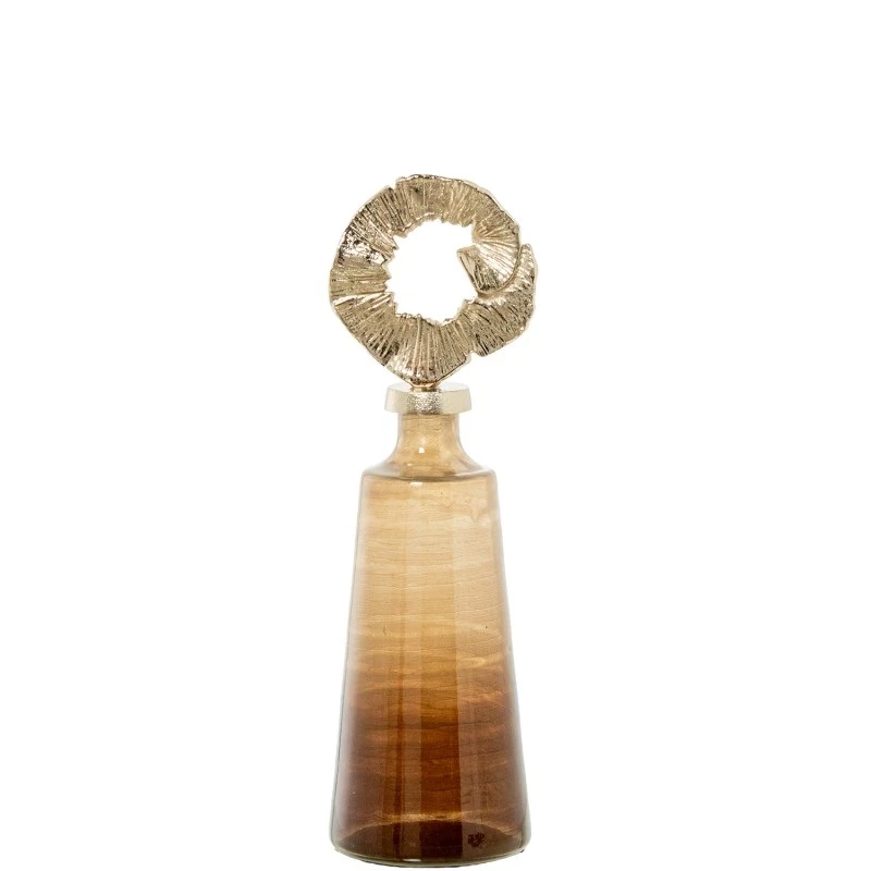 Camacho - Decorative Crystal Vase with Aluminum Lid - Amber/Gold