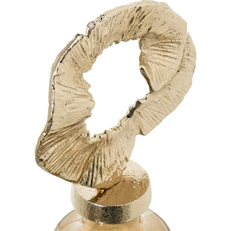 Camacho - Vaso Decorativo in Cristallo con Coperchio in Alluminio - Ambra / Oro