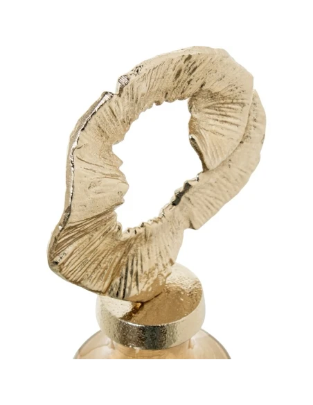 Camacho - Decorative Crystal Vase with Aluminum Lid - Amber/Gold