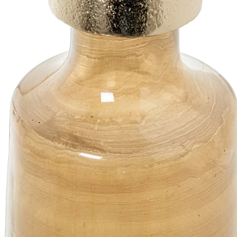 Camacho - Decorative Crystal Vase with Aluminum Lid - Amber/Gold