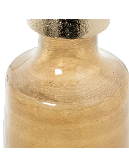 Camacho - Decorative Crystal Vase with Aluminum Lid - Amber/Gold
