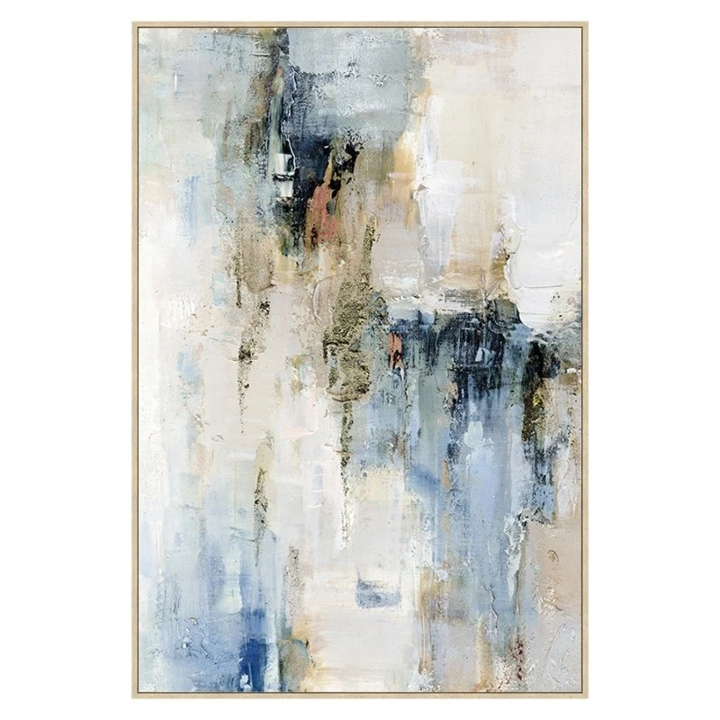 Camacho - Abstract Canvas with Natural Wood Frame - 80 x 120 cm