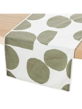 Camacho - Runner da Tavola Decorato Verde e Bianco - 45 x 160