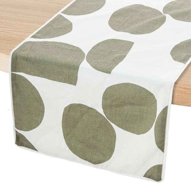 Camacho - Runner da Tavola Decorato Verde e Bianco - 45 x 160