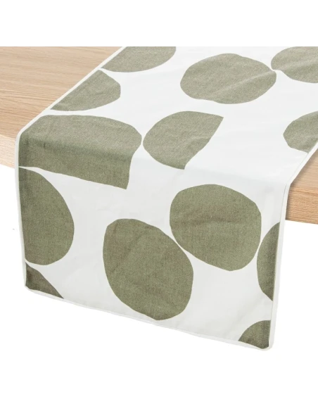 Camacho - Green and White Decorated Table Runner - 45 x 160
