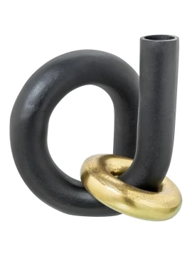 Camacho - Vaso Alluminio Nero Con Anello Oro - H 22 cm