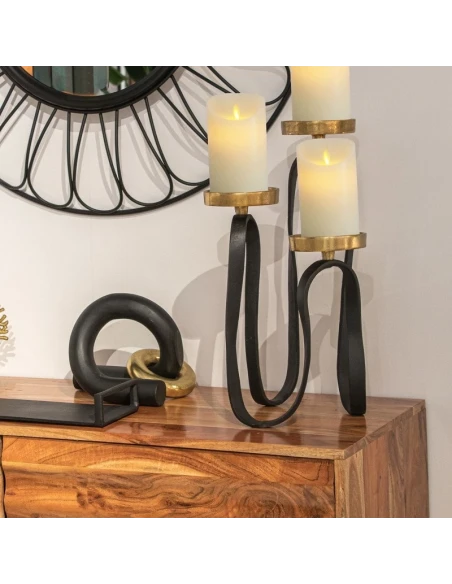Camacho - Vaso Alluminio Nero Con Anello Oro - H 22 cm