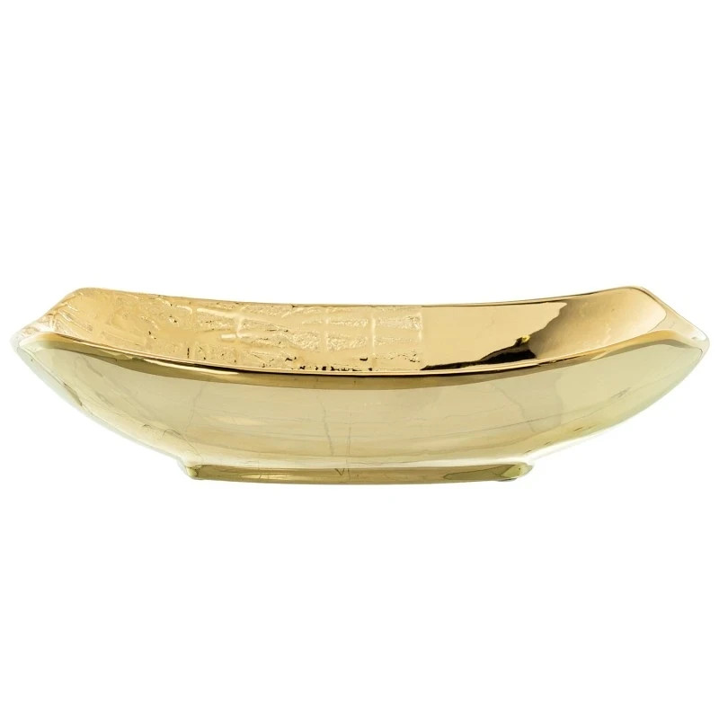 Camacho - Centrotavola in Ceramica Dorata - 27 x 15 x 6 cm