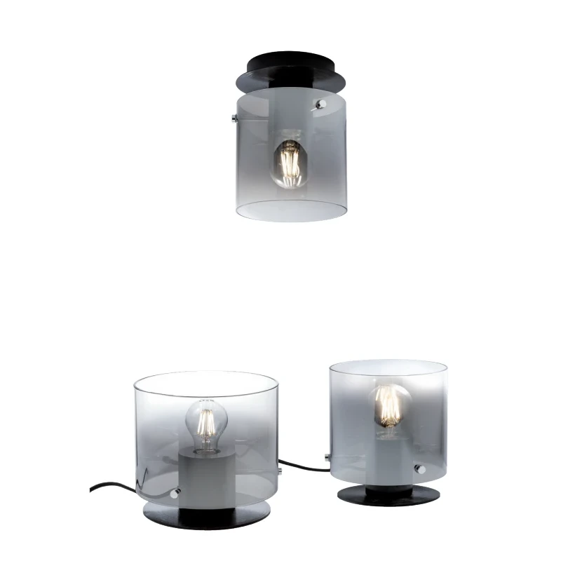 Redo Group - Lou Ceiling Lamp - Brushed Black / Smoked Shade